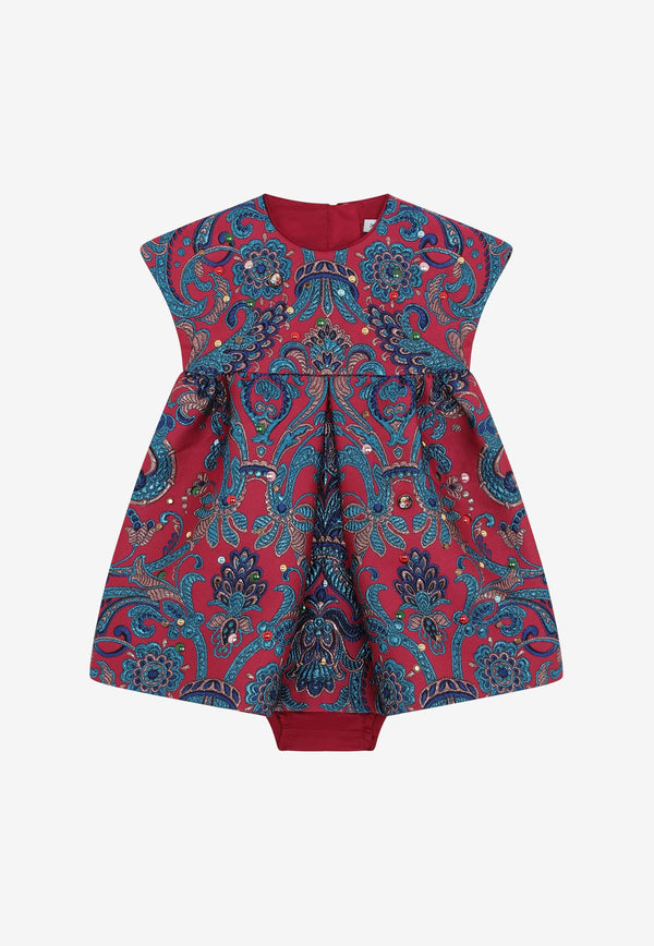 Dolce & Gabbana Kids Baby Girls Lurex Jacquard Floral Dress Multicolor L23DD6 FJOCN S8350