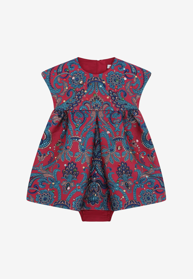 Dolce & Gabbana Kids Baby Girls Lurex Jacquard Floral Dress Multicolor L23DD6 FJOCN S8350