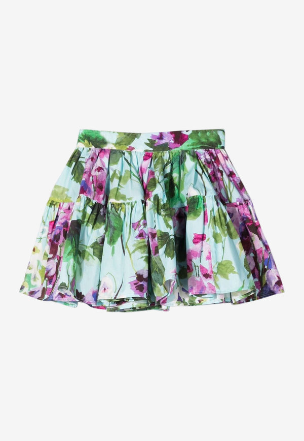 Dolce & Gabbana Kids  Baby Girls Bluebell Print Flared Skirt  Multicolor L24I19 HS5MG HC3JB