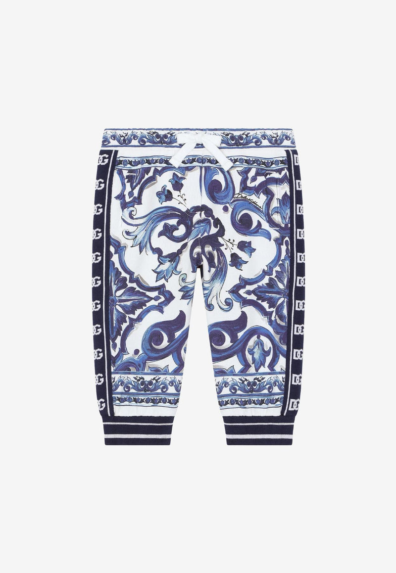 Dolce & Gabbana Kids Baby Girls Majolica Print Track Pants Blue L2JP9B G7EX5 HH3TN