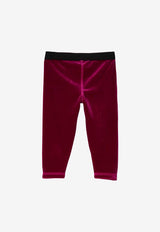 Dolce & Gabbana Kids Baby Girls Logo Band Velvet Leggings Maroon L2JP9J FUWD6 F0877