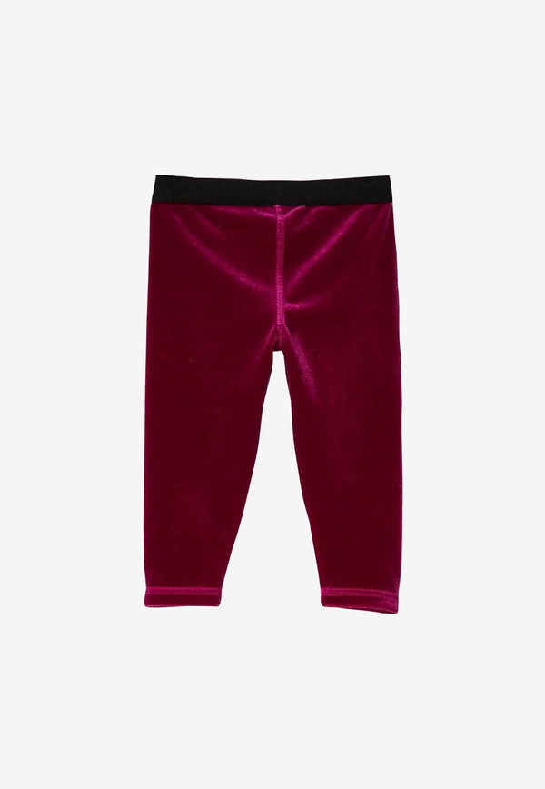 Dolce & Gabbana Kids Baby Girls Logo Band Velvet Leggings Maroon L2JP9J FUWD6 F0877