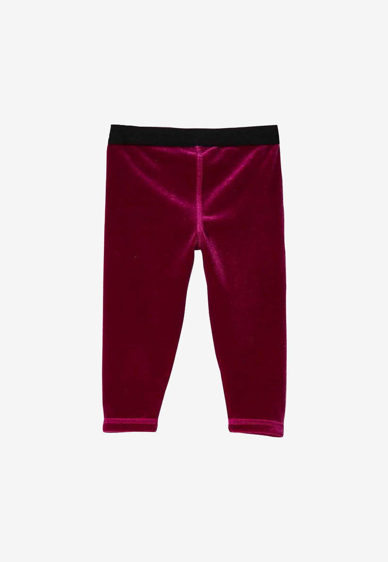Dolce & Gabbana Kids Baby Girls Logo Band Velvet Leggings Maroon L2JP9J FUWD6 F0877