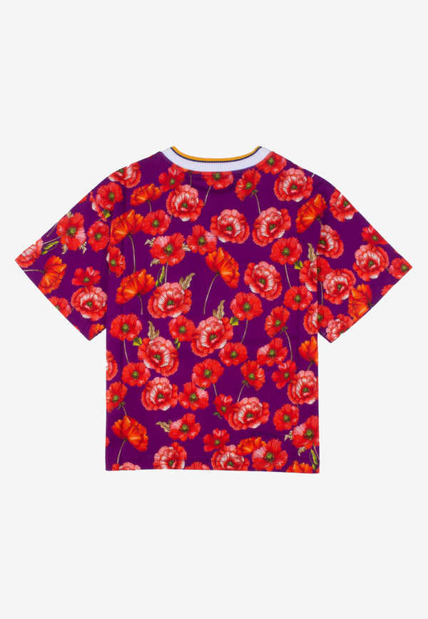 Dolce & Gabbana Kids Baby Girls Poppy Print T-shirt Violet L2JTAZ HS7HG HP3IW