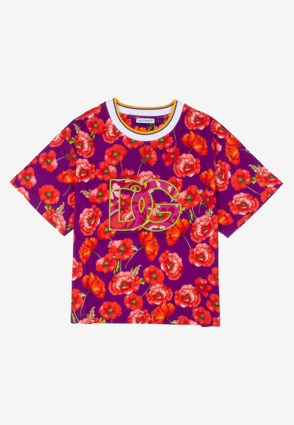 Dolce & Gabbana Kids Baby Girls Poppy Print T-shirt Violet L2JTAZ HS7HG HP3IW