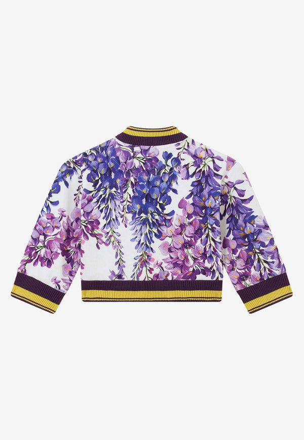 Dolce & Gabbana Kids Baby Girls Wisteria Print Bomber Jacket Lavender L2JW5P HS7HN HA3JE