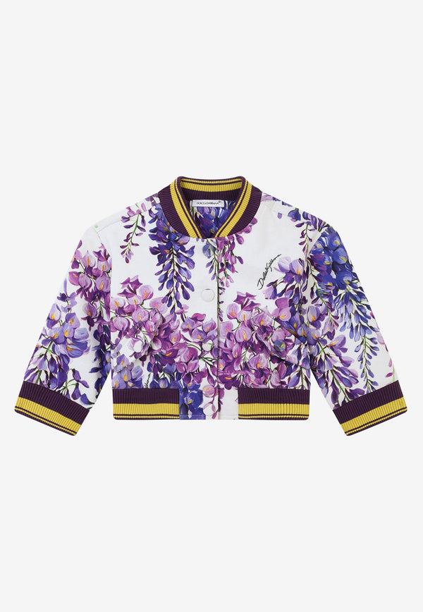 Dolce & Gabbana Kids Baby Girls Wisteria Print Bomber Jacket Lavender L2JW5P HS7HN HA3JE