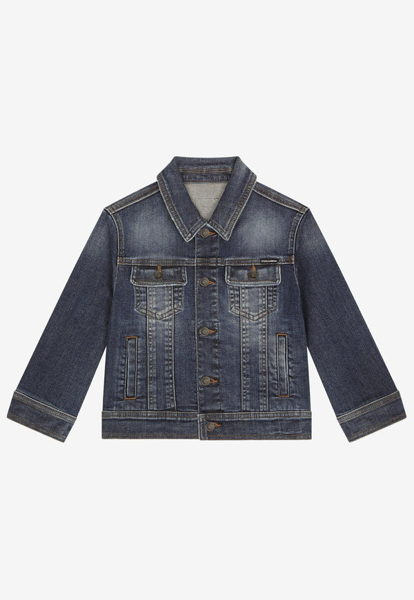 Dolce & Gabbana Kids Boys Buttoned Denim Jacket Denim L41B95 LDB06 B9110