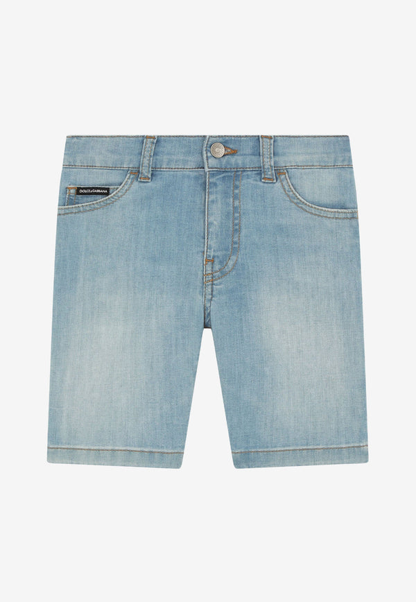 Dolce & Gabbana Kids Boys Washed Denim Shorts Light Blue L42Q37 LD879 B0076