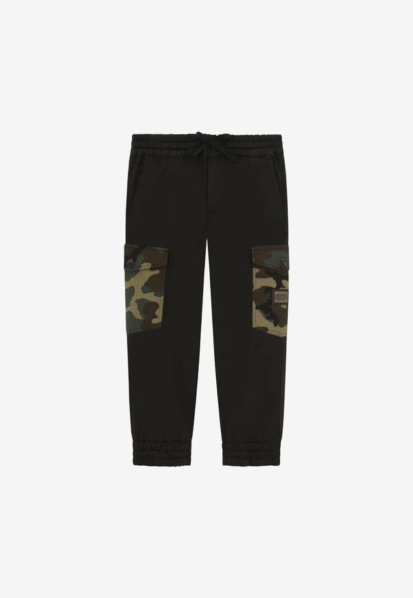 Dolce & Gabbana Kids Boys Camouflage Cargo Pants Black L43P82 G7B1X N0000