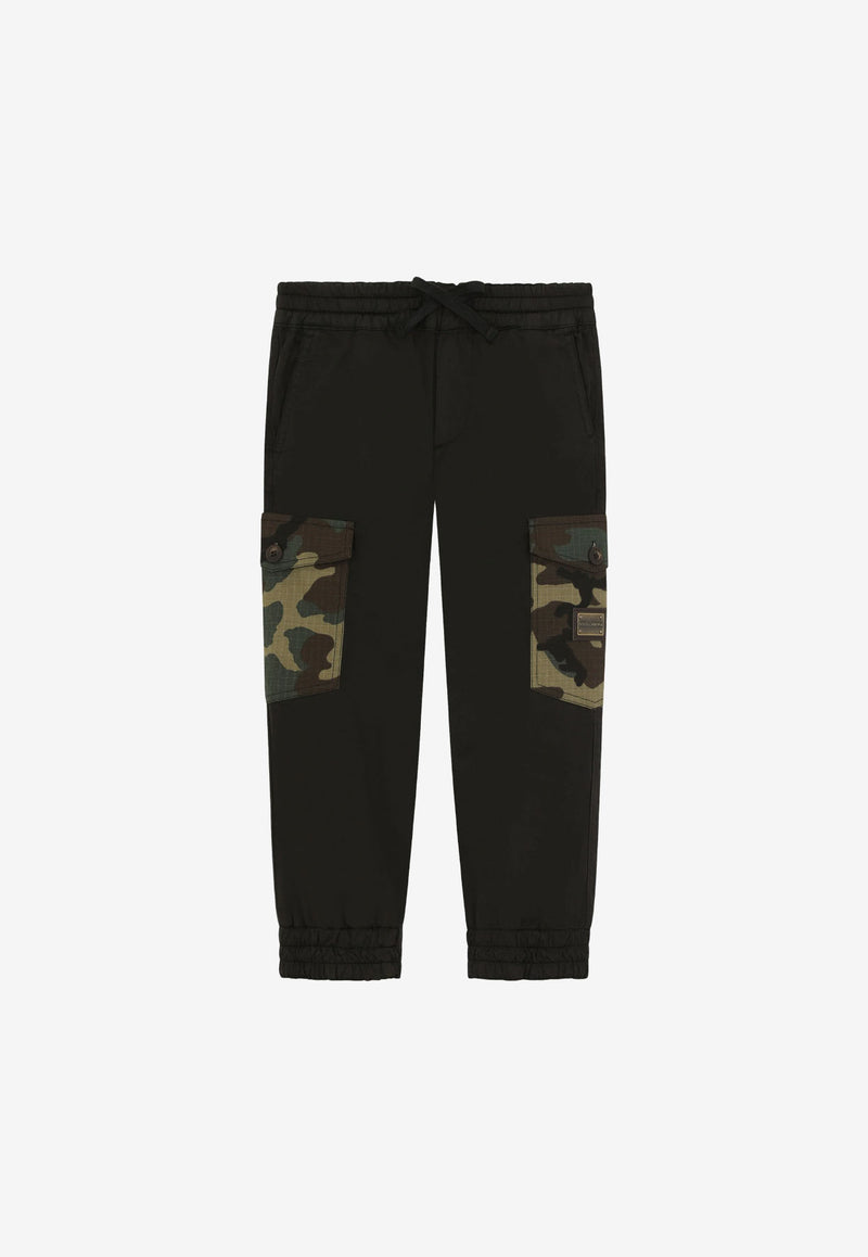 Dolce & Gabbana Kids Boys Camouflage Cargo Pants Black L43P82 G7B1X N0000