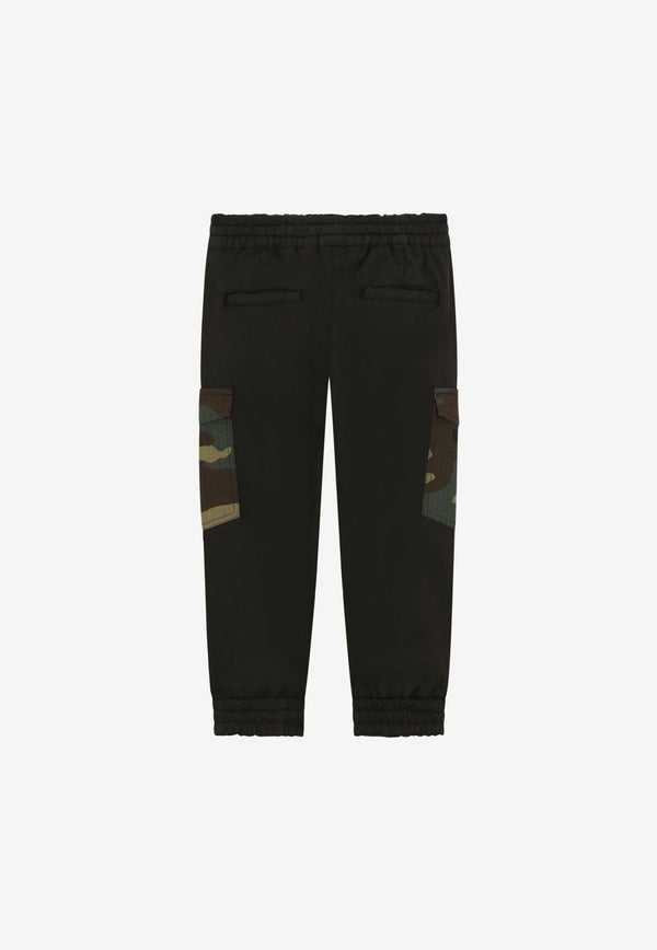 Dolce & Gabbana Kids Boys Camouflage Cargo Pants Black L43P82 G7B1X N0000