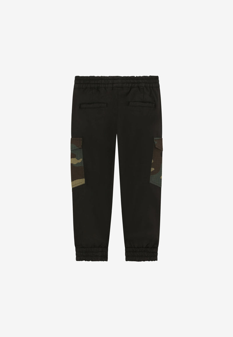 Dolce & Gabbana Kids Boys Camouflage Cargo Pants Black L43P82 G7B1X N0000