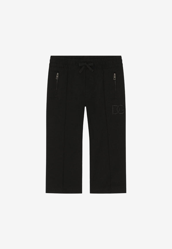 Dolce & Gabbana Kids Boys Gabardine Track Pants with Logo Patch Black L43P95 G7E3N N0000