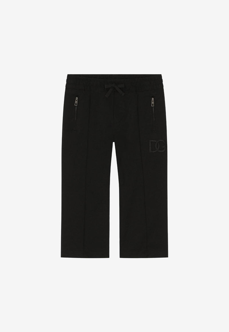 Dolce & Gabbana Kids Boys Gabardine Track Pants with Logo Patch Black L43P95 G7E3N N0000