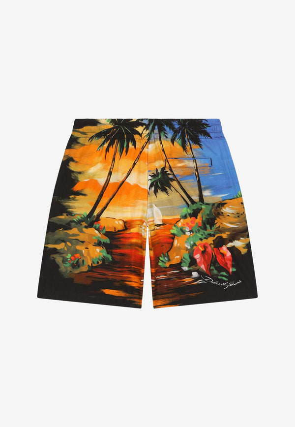 Dolce & Gabbana Kids Boys Hawaiian Print Bermuda Shorts Multicolor L43Q08 G7H0O HH4JK
