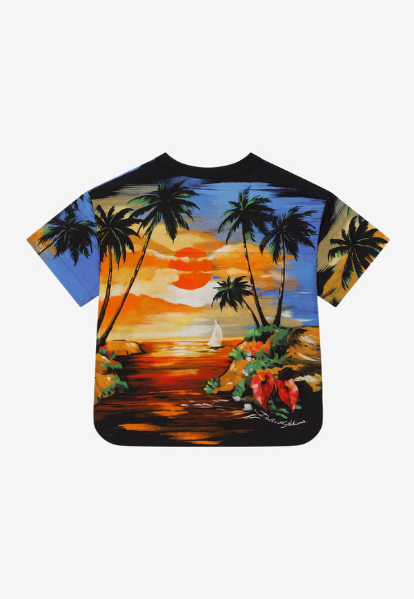 Dolce & Gabbana Kids Boys Hawaiian Print T-shirt Multicolor L43S68 G7H0O HH4JK