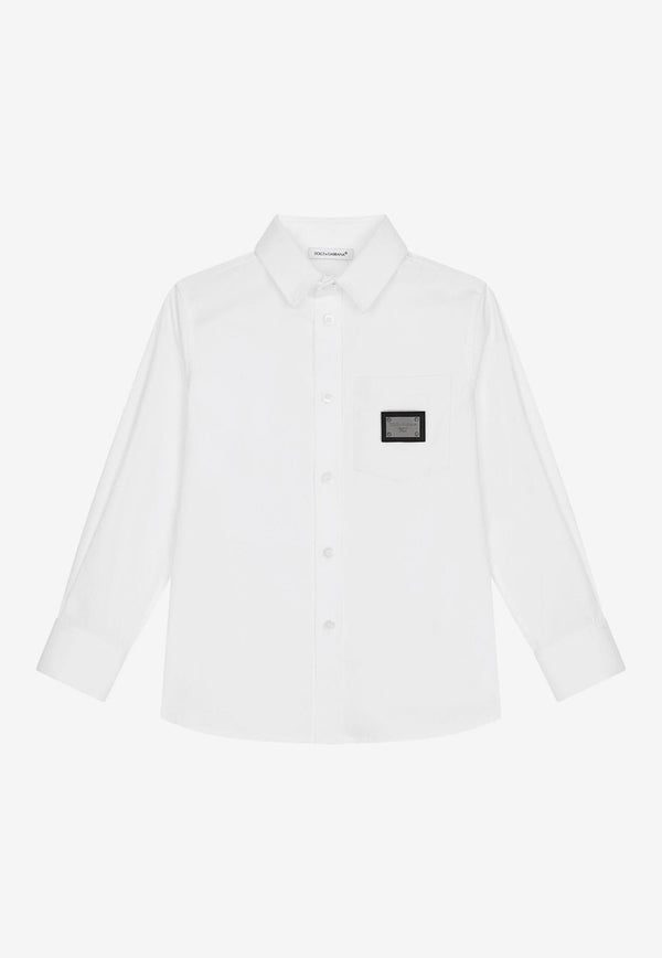 Dolce & Gabbana Kids Boys Logo-Patch Shirt White L43S75 FUEAJ W0800