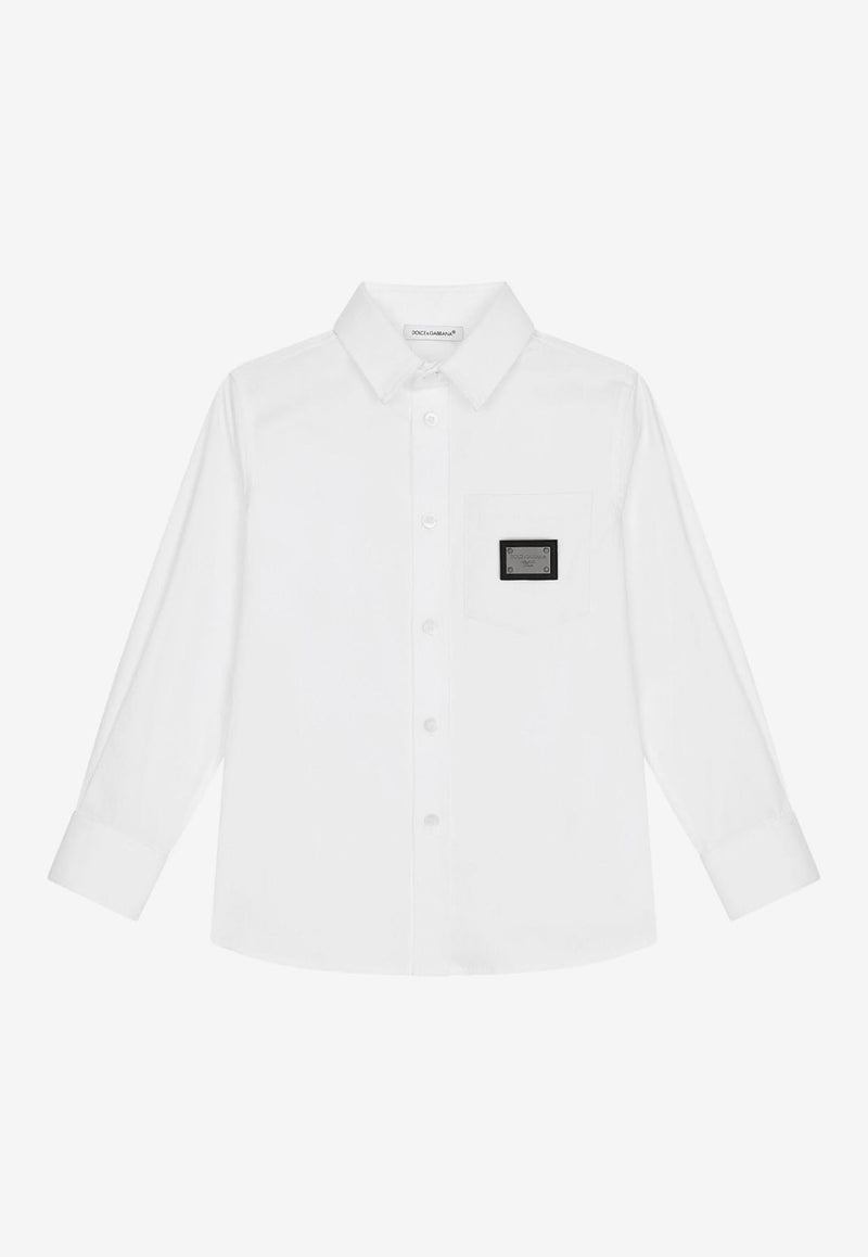 Dolce & Gabbana Kids Boys Logo-Patch Shirt White L43S75 FUEAJ W0800