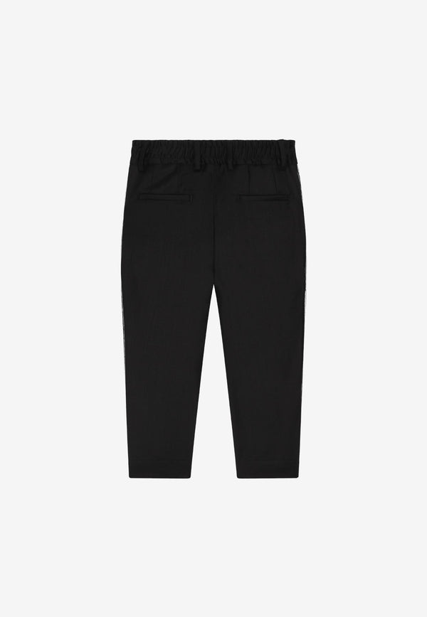 Dolce & Gabbana Kids Boys Stretch Pants in Wool Black L44P12 FUBFA N0000