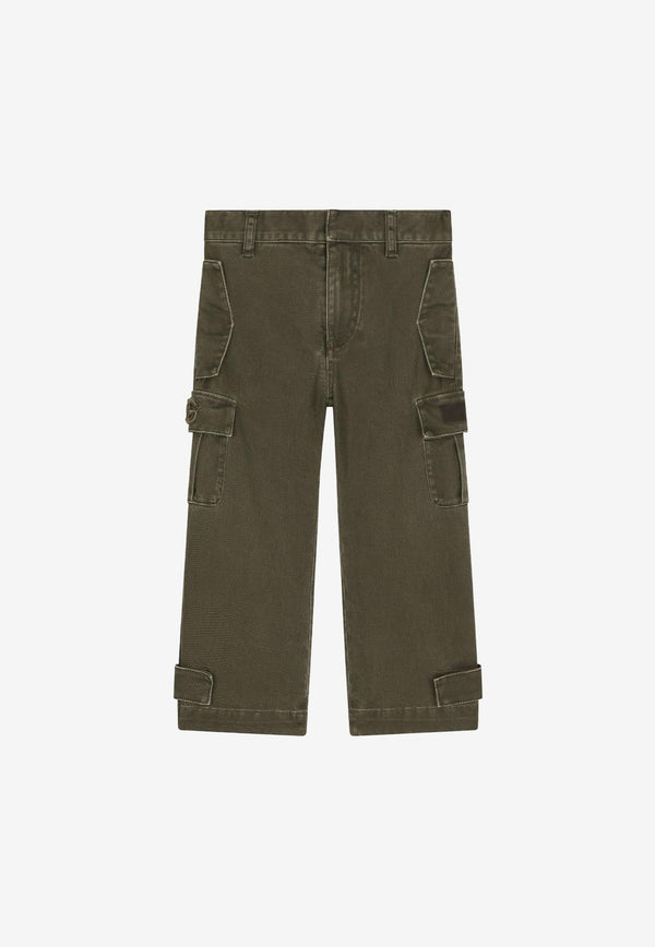 Dolce & Gabbana Kids Boys Washed-Out Cargo Pants Khaki L44P15 G7I2S S9000