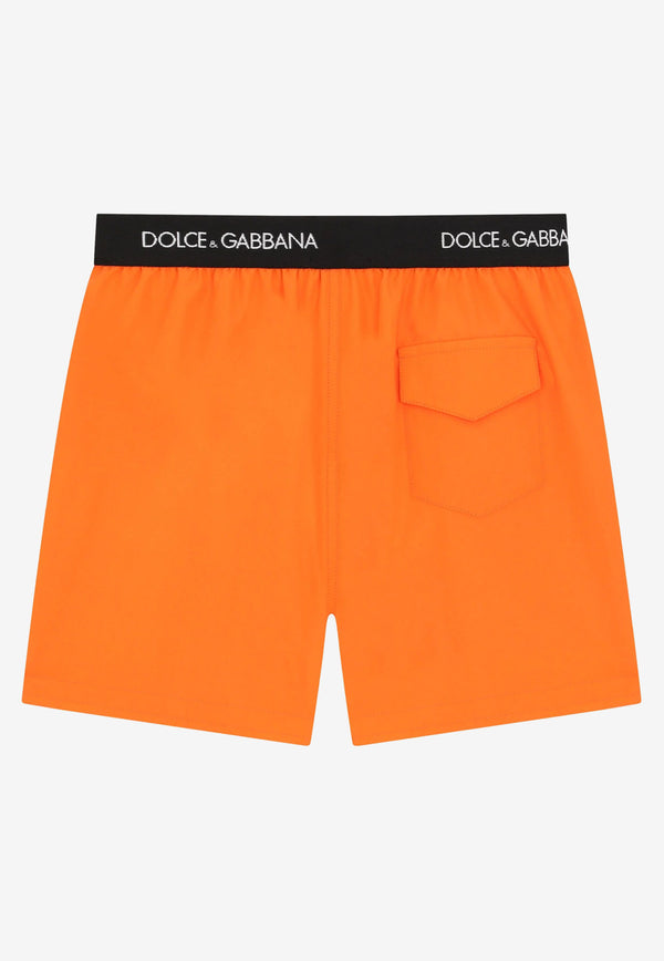 Dolce & Gabbana Kids Boys DG Print Swim Shorts Orange L4J831 G7BQW A0350