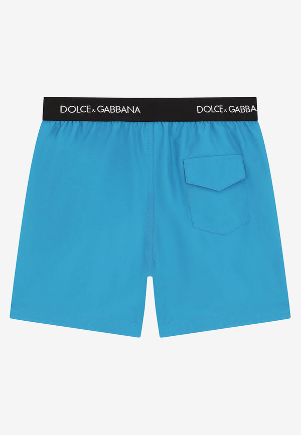 Dolce & Gabbana Kids Boys DG Print Swim Shorts Blue L4J831 G7BQW B0482