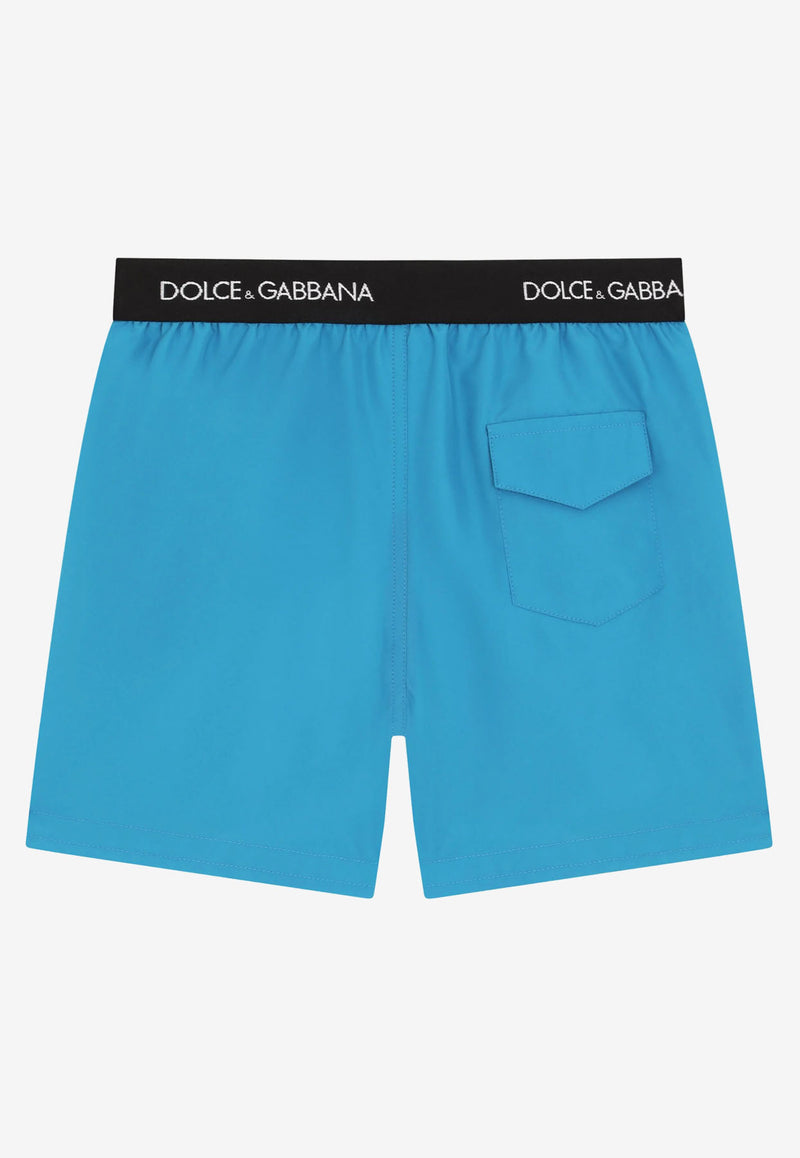 Dolce & Gabbana Kids Boys DG Print Swim Shorts Blue L4J831 G7BQW B0482