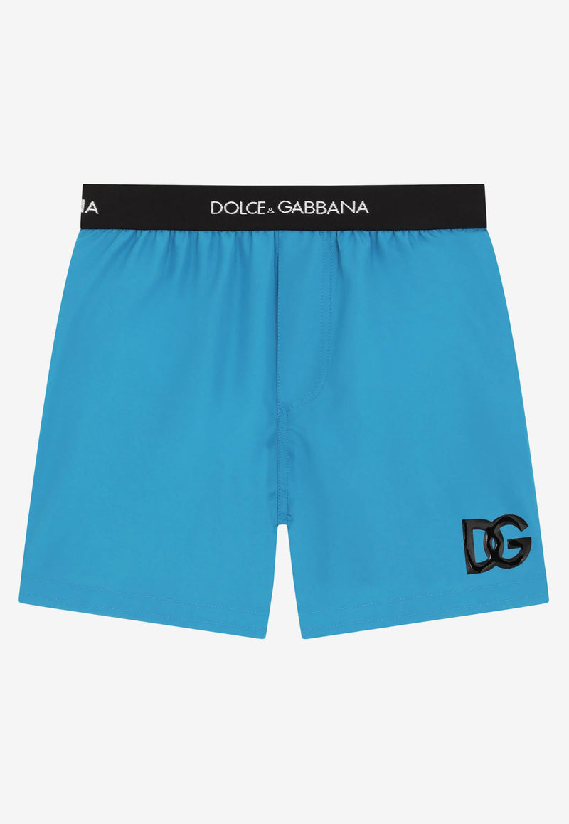 Dolce & Gabbana Kids Boys DG Print Swim Shorts Blue L4J831 G7BQW B0482