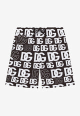 Dolce & Gabbana Kids All-Over Logoed Swim Trunks Monochrome L4J835 G7D7Z HNUVA