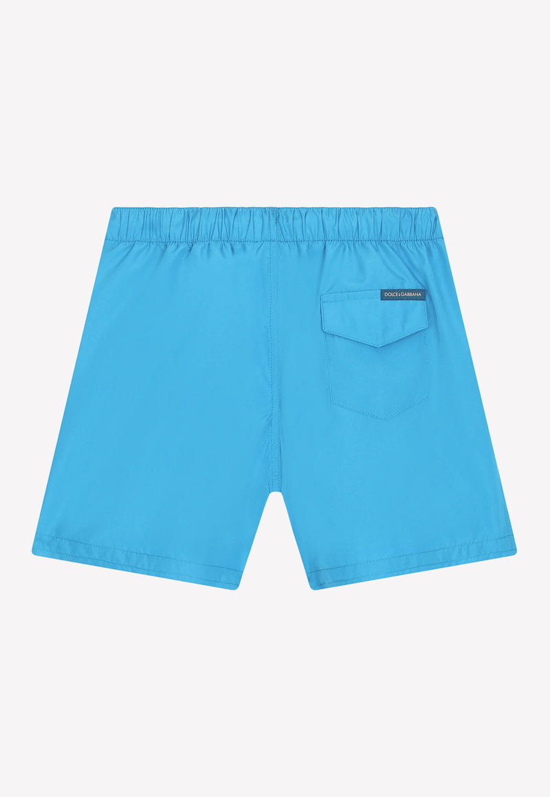 Dolce & Gabbana Kids Boys Swim Trunks with Logo Band Blue L4J837 G7D7W B0482
