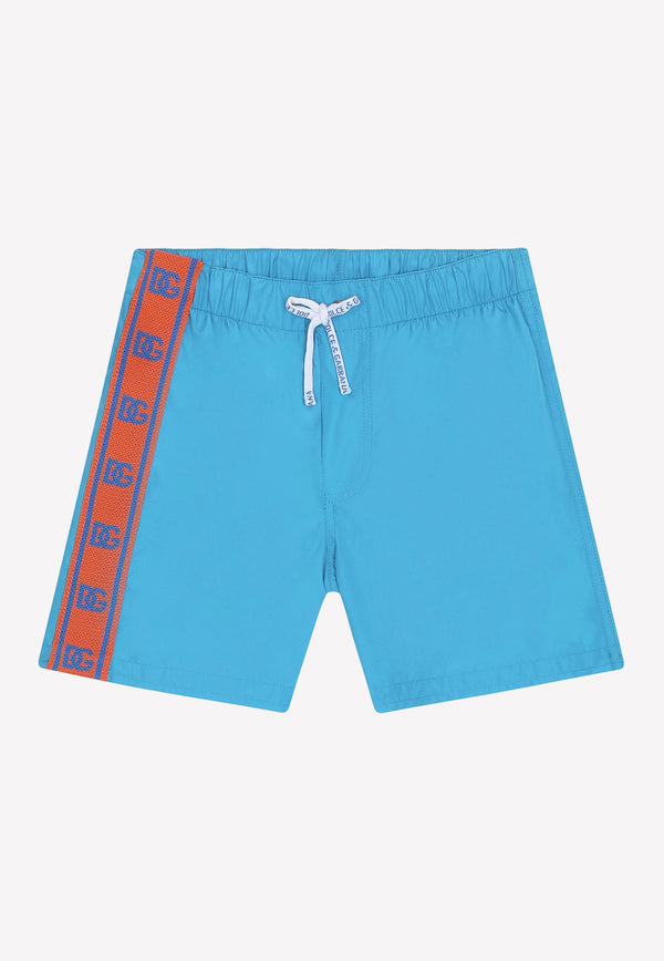 Dolce & Gabbana Kids Boys Swim Trunks with Logo Band Blue L4J837 G7D7W B0482