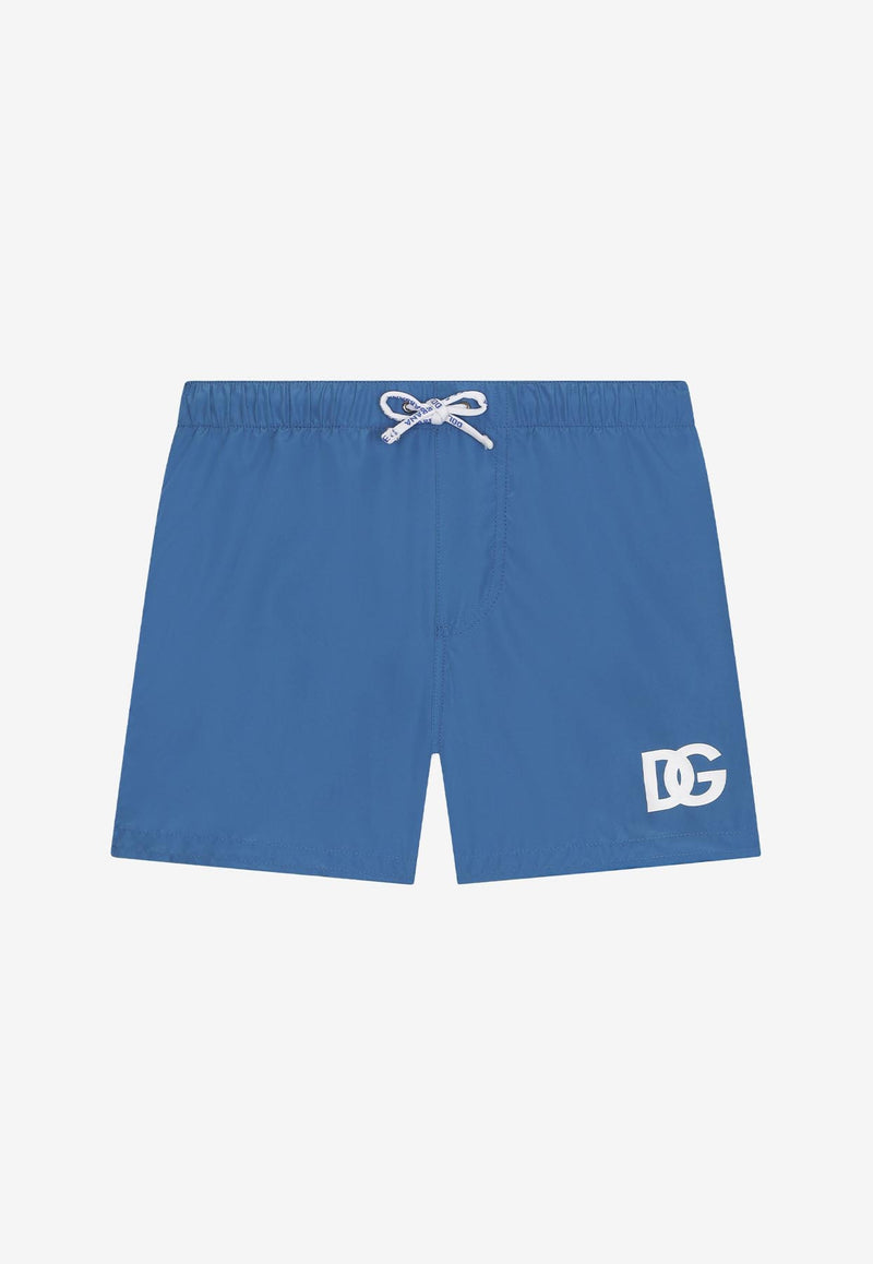 Dolce & Gabbana Kids Boys Logo-Print Swim Shorts Blue L4J840 G7H2U S9000