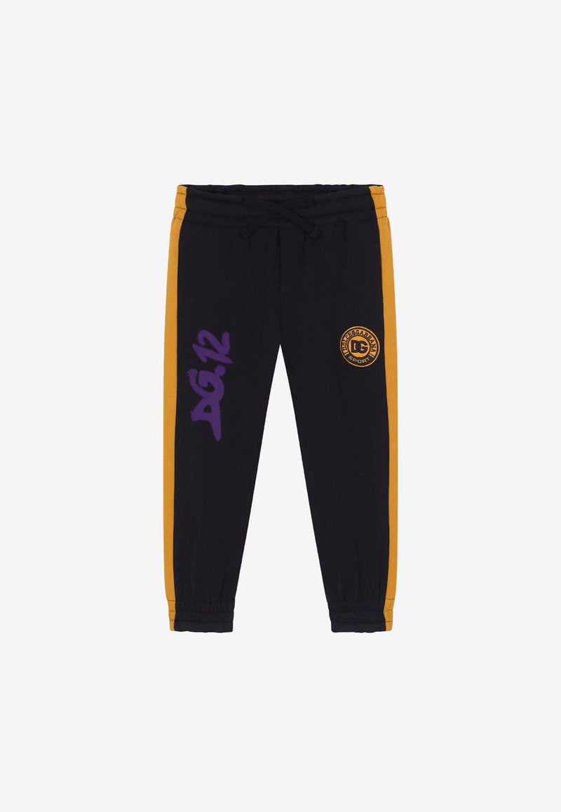 Dolce & Gabbana Kids Boys Logo Sport Patch Track Pants Black L4JPEH G7E2Q S9001