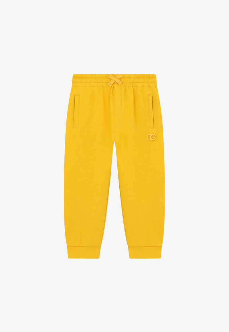 Dolce & Gabbana Kids Boys Embroidered DG Track Pants Yellow L4JPET G7BYI A0106
