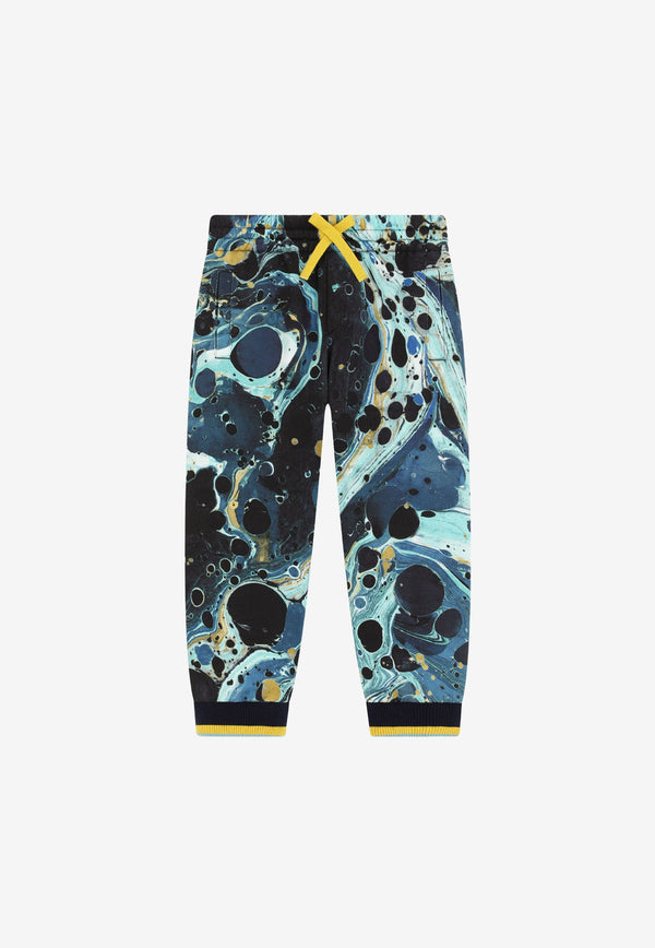 Dolce & Gabbana Kids Boys Marbled Print Track Pants Multicolor L4JPEU G7B8M HB3IQ
