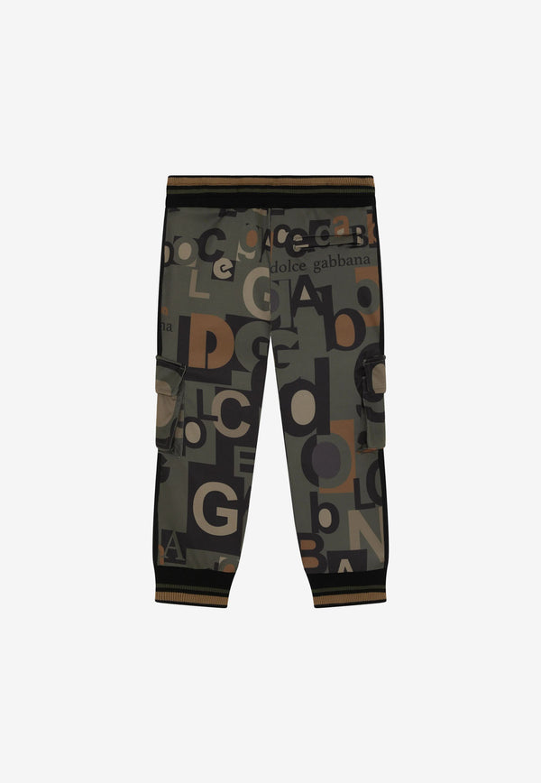 Dolce & Gabbana Kids Boys Logo Lettering Cargo Track Pants Olive L4JPEW HS7HJ HK3JK