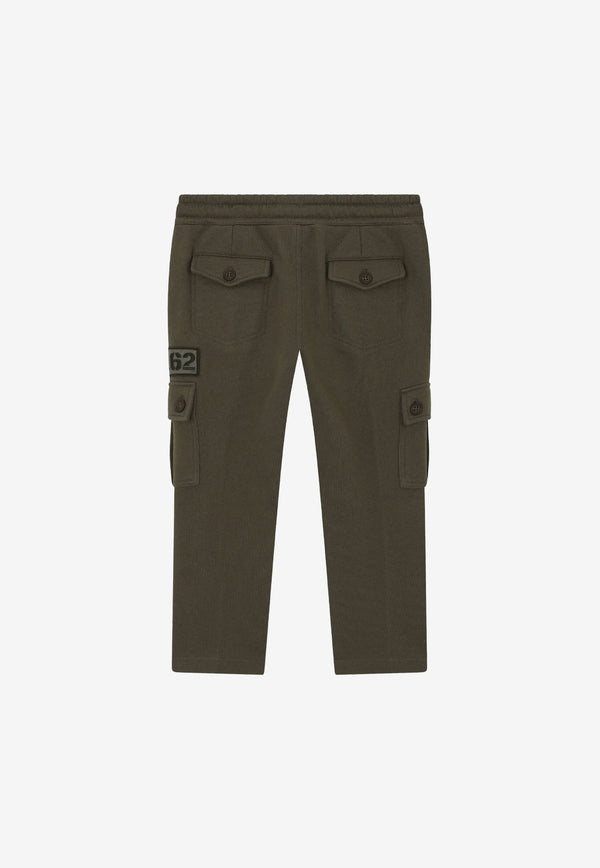 Dolce & Gabbana Kids Boys Logo Patch Cargo Track Pants Khaki L4JPEX G7B1Y N3644