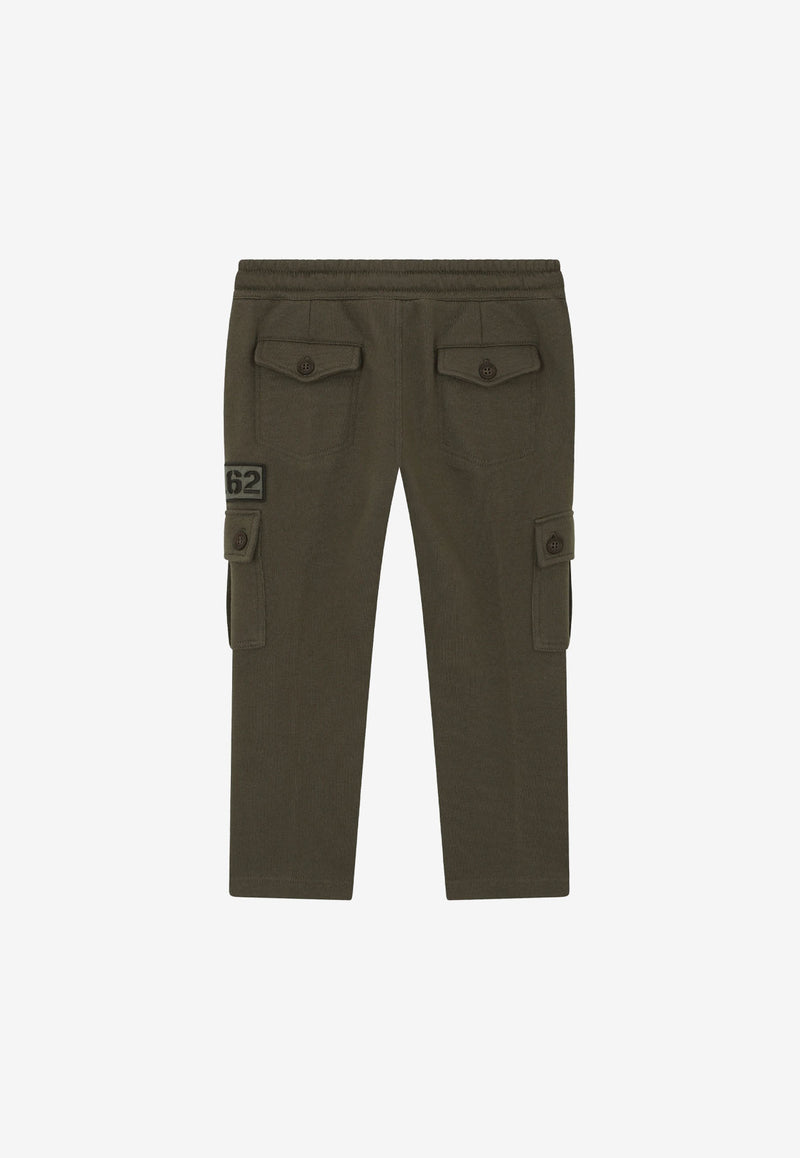 Dolce & Gabbana Kids Boys Logo Patch Cargo Track Pants Khaki L4JPEX G7B1Y N3644