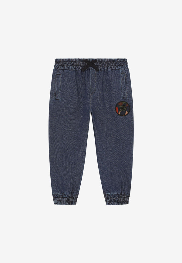 Dolce & Gabbana Kids Boys DG Patch Denim Track Pants Blue L4JPFC G7CB9 S9000