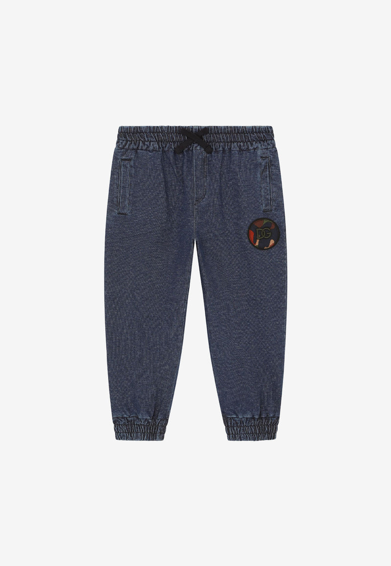 Dolce & Gabbana Kids Boys DG Patch Denim Track Pants Blue L4JPFC G7CB9 S9000