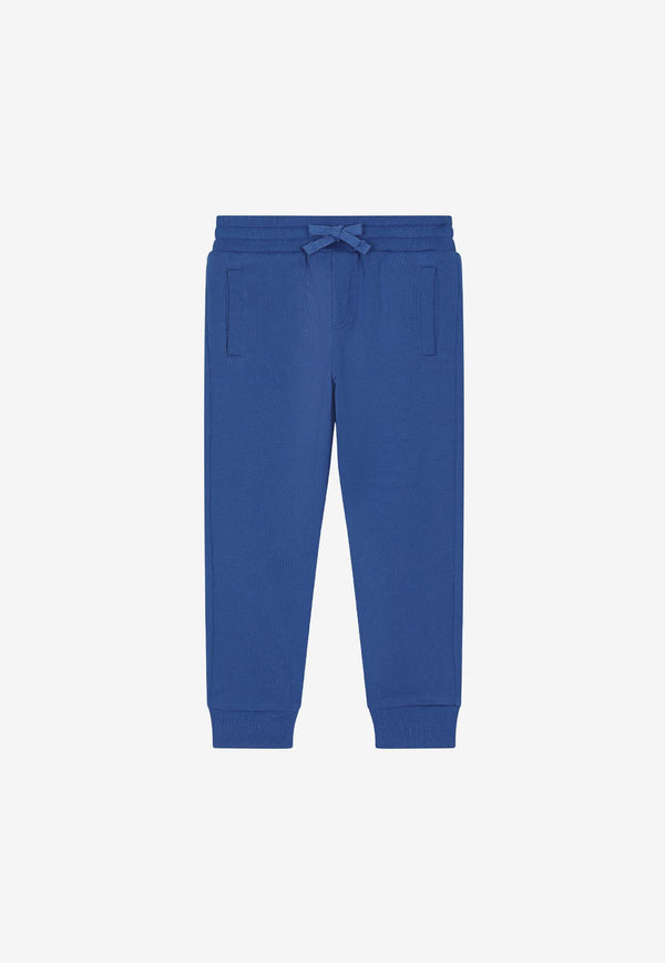 Dolce & Gabbana Kids Boys Rubberized Logo Plate Track Pants Blue L4JPT0 G7OLJ B0322