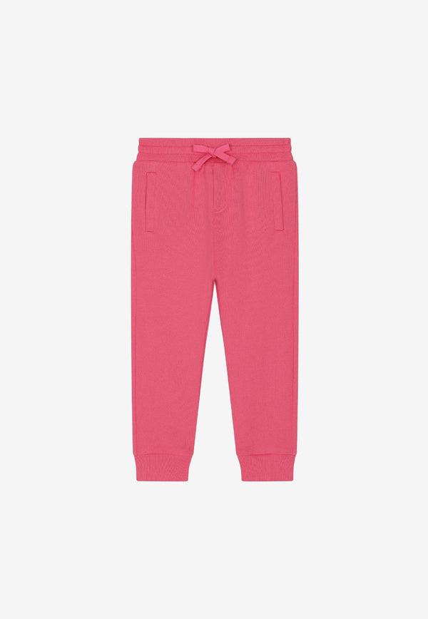 Dolce & Gabbana Kids Boys Rubberized Logo Plate Track Pants Pink L4JPT0 G7OLJ F0728