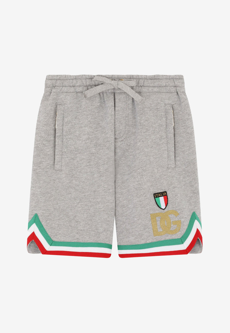 Dolce & Gabbana Kids Boys Italy DG Logo Print Shorts L4JQL5 G7CM5 S8290 Grey