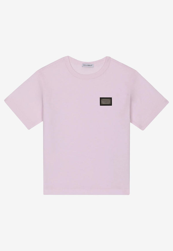 Dolce & Gabbana Kids Boys Logo Plaque T-shirt Pink L4JT7T G7I2O F3721