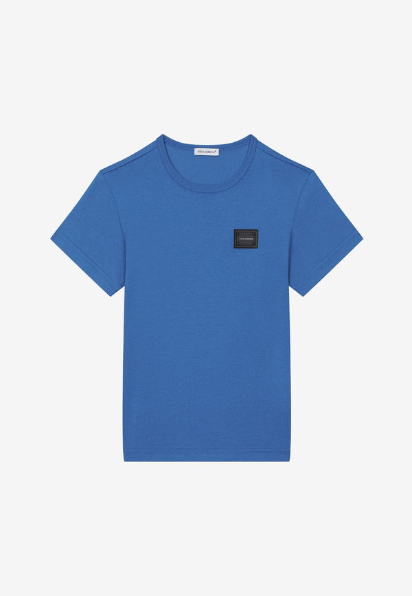 Dolce & Gabbana Kids Boys Rubberized Logo Tag T-shirt Blue L4JT7T G7OLK B0322