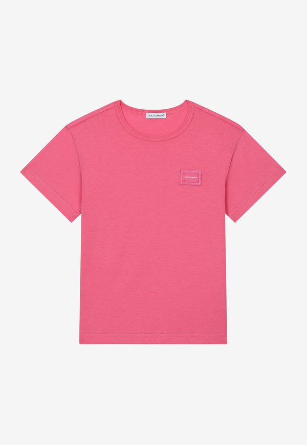 Dolce & Gabbana Kids Boys Rubberized Logo Tag T-shirt Pink L4JT7T G7OLK F0728