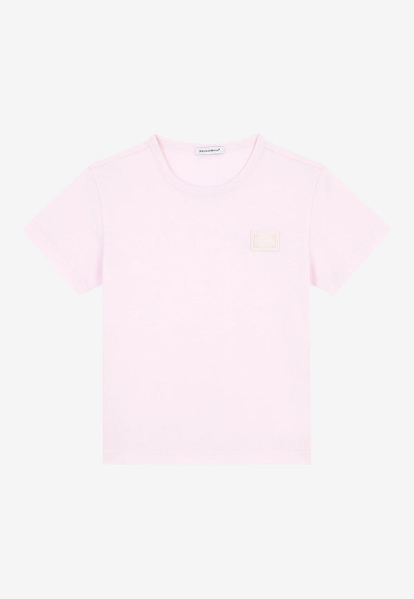 Dolce & Gabbana Kids Boys Logo Plate T-shirt L4JT7T G7OLK F3721 Pink