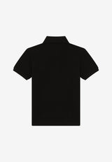Dolce & Gabbana Kids Boys Logo Plate Polo T-shirt L4JT8V G7A5U N0000 Black