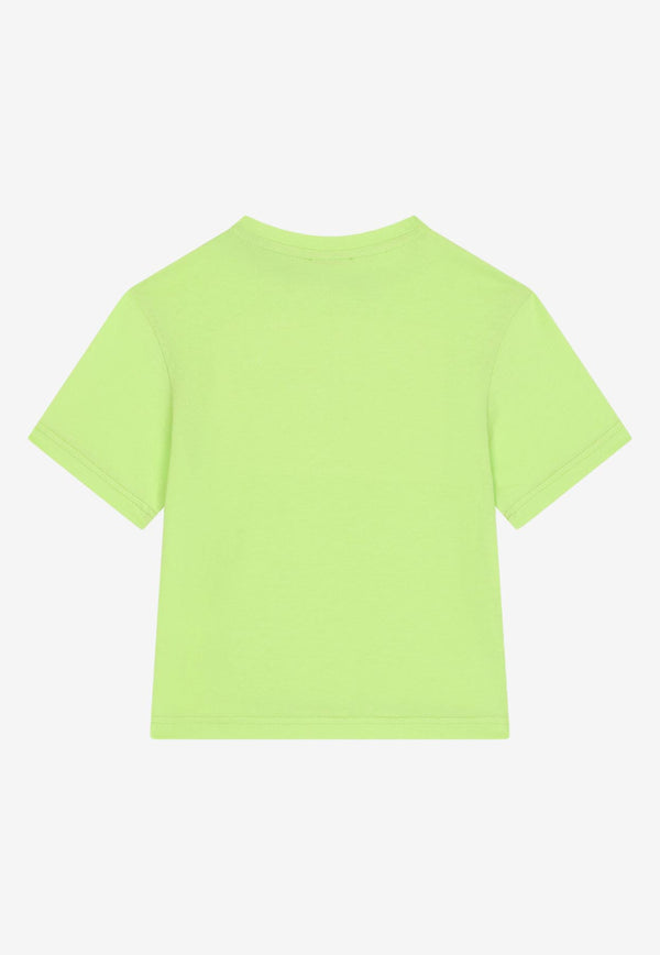 Dolce & Gabbana Kids Girls Logo Embossed T-shirt L4JTBL G7H6K V3836 Green